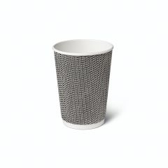 Natural Cups Ripple cup Zwart/Wit (12oz/360ml) - 25 stuks