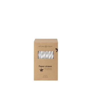 Natural Straws papieren rietjes grijs/wit (20 x 0,8 cm) - 250 stuks