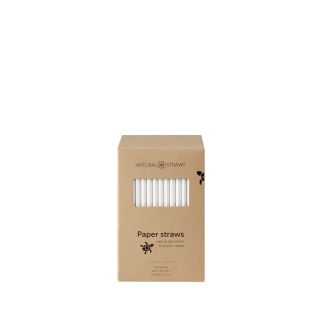 Natural Straws papieren rietjes wit (20 x 0,8 cm) - 250 stuks